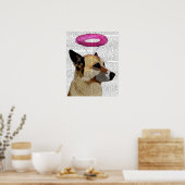 Duitse herder met roze halo poster (Keuken)