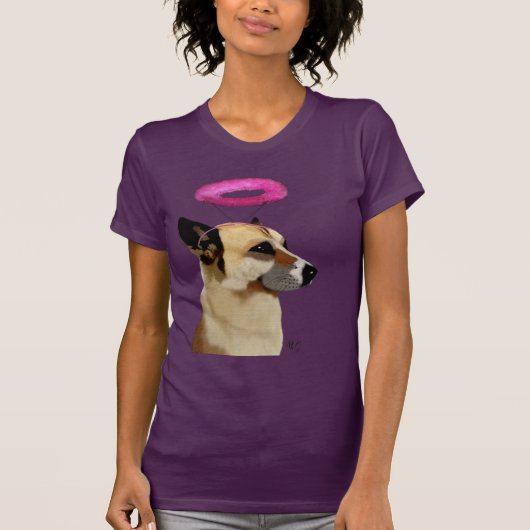 Duitse herder met roze halo t-shirt (Voorkant)