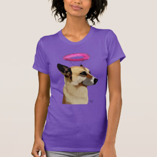 Duitse herder met roze halo t-shirt