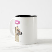 Duitse herder met roze halo tweekleurige koffiemok (Voorkant links)