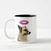 Duitse herder met roze halo tweekleurige koffiemok (Links)