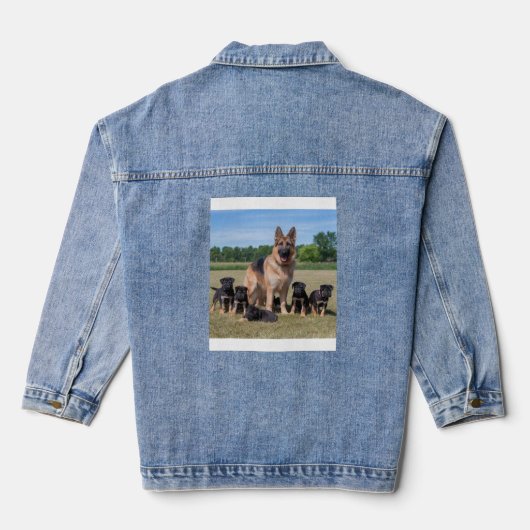  Duitse herder met Schattige Puppies Denim Jacket (Achterkant)