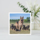  Duitse herder met Schattige Puppies Kaart (Staand voorkant)