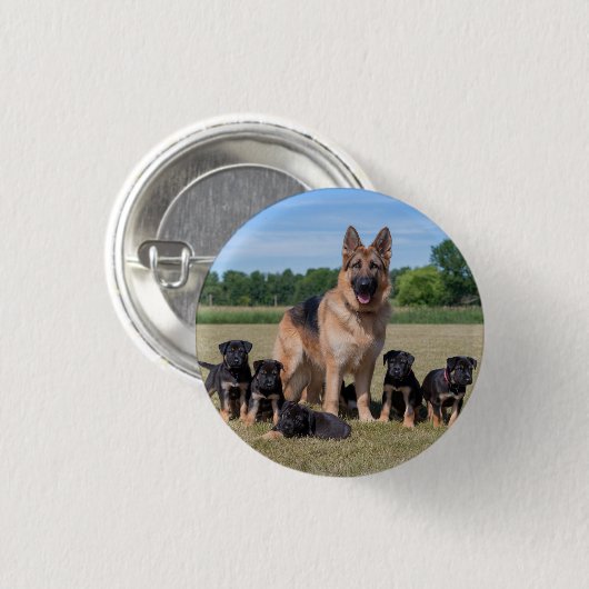  Duitse herder met Schattige Puppies Ronde Button 3,2 Cm (Voorkant /achterkant)