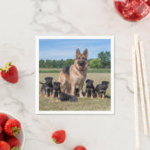 Duitse herder met Schattige Puppies Servet (Insitu)
