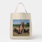  Duitse herder met Schattige Puppies Tote Bag (Achterkant)