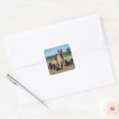  Duitse herder met Schattige Puppies Vierkante Sticker (Envelop)