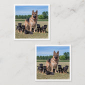  Duitse herder met Schattige Puppies Vierkante Visitekaartje (Voorkant / Achterkant)