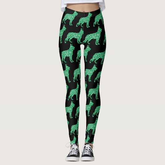 Duitse herder met shamrocks leggings (Voorkant)