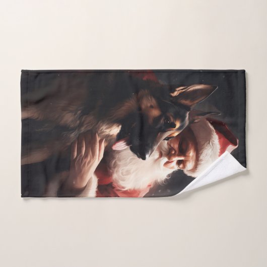 Duitse herder met sinterklaas feestelijke kerst bad handdoek (Handdoek)