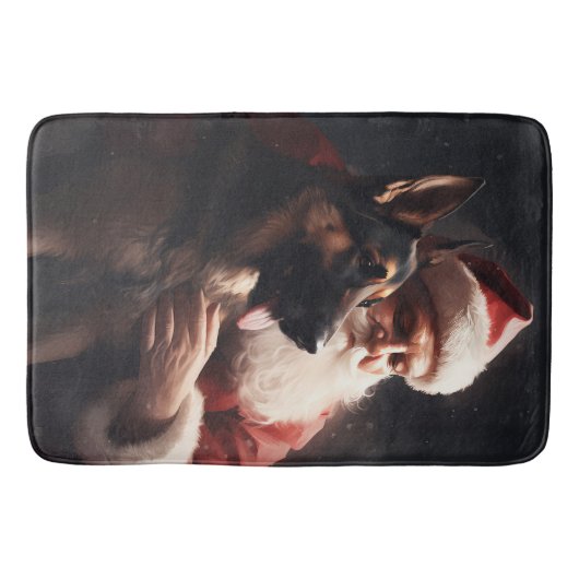 Duitse herder met sinterklaas feestelijke kerst badmat (Voorkant)