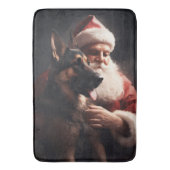Duitse herder met sinterklaas feestelijke kerst badmat (Voorkant Verticaal)