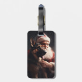 Duitse herder met sinterklaas feestelijke kerst bagagelabel (Achterkant verticaal)