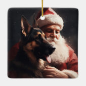 Duitse herder met sinterklaas feestelijke kerst keramisch ornament (Achterkant)
