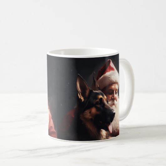 Duitse herder met sinterklaas feestelijke kerst koffiemok (Voorkant rechts)