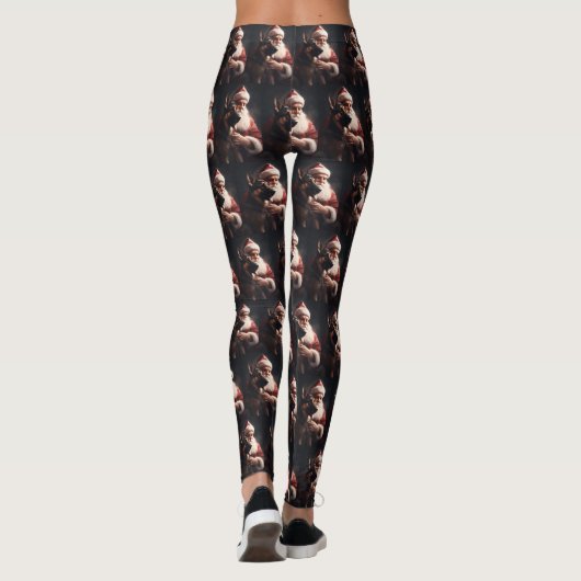 Duitse herder met sinterklaas feestelijke kerst leggings (Achterkant)