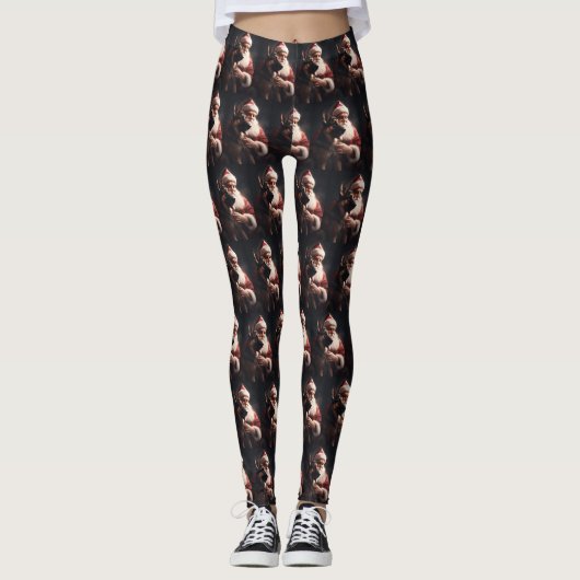 Duitse herder met sinterklaas feestelijke kerst leggings (Voorkant)