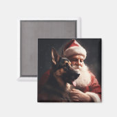 Duitse herder met sinterklaas feestelijke kerst magneet (Voorkant / Achterkant)