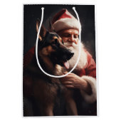 Duitse herder met sinterklaas feestelijke kerst medium cadeauzakje (Voorkant)