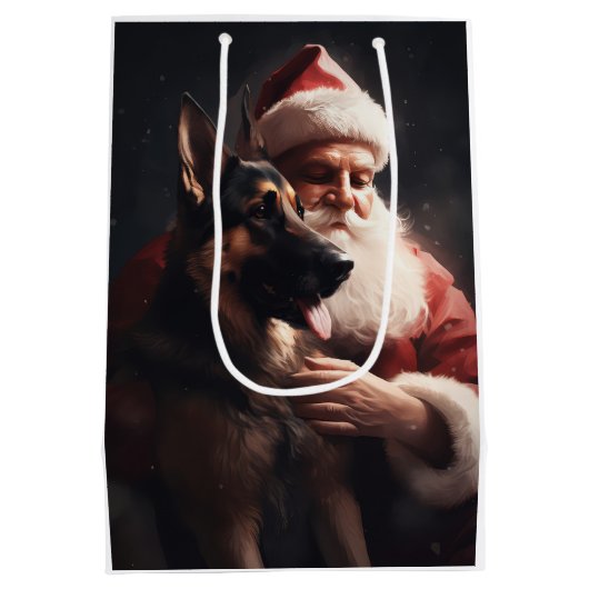 Duitse herder met sinterklaas feestelijke kerst medium cadeauzakje (Achterkant)