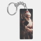 Duitse herder met sinterklaas feestelijke kerst sleutelhanger (Voorkant Links)