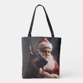 Duitse herder met sinterklaas feestelijke kerst tote bag (Achterkant)