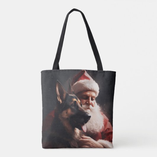 Duitse herder met sinterklaas feestelijke kerst tote bag (Achterkant)