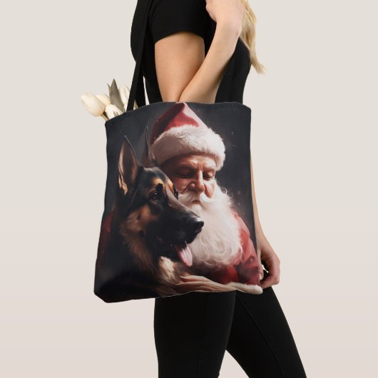 Duitse herder met sinterklaas feestelijke kerst tote bag (Dichtbij)