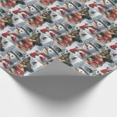 Duitse herder met sneeuwpop cadeaupapier (Hoek)