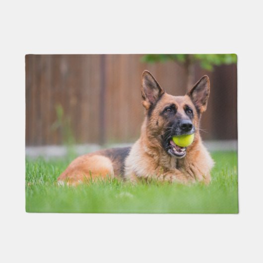 Duitse herder met Tennis Ball Deurmat (Voorkant)