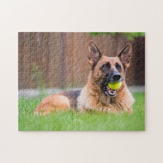 Duitse herder met Tennis Ball Legpuzzel (Horizontaal)