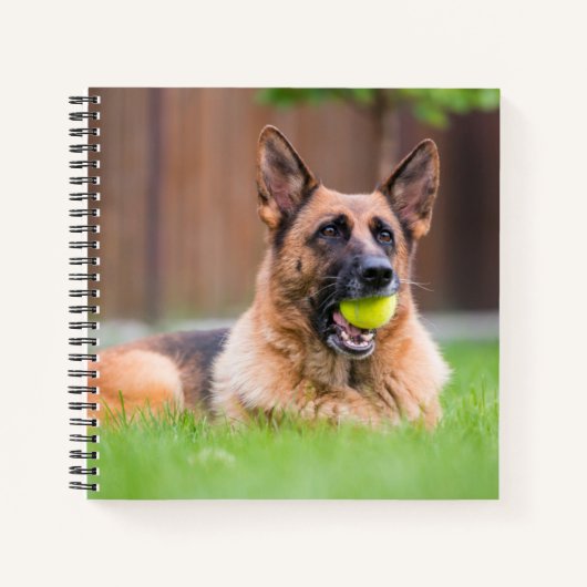 Duitse herder met Tennis Ball Notitieboek (Voorkant)