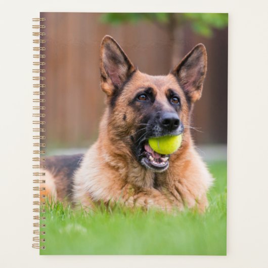 Duitse herder met Tennis Ball Planner (Voorkant)