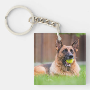 Duitse herder met Tennis Ball Sleutelhanger