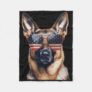 Duitse Herder Met Usa Vlag Onafhankelijkheidsdag 4 Fleece Deken