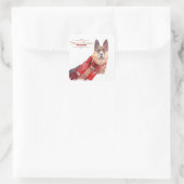 Duitse herder met vakantie sjaal vierkante sticker (Tas)