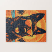 Duitse Herder met zonnebril op een strand Legpuzzel (Horizontaal)