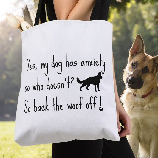 Duitse herder Mijn hond heeft angst terug Tote Bag