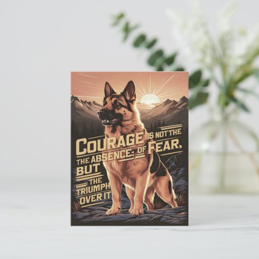duitse herder moed bij zonsondergang briefkaart (Staand voorkant)