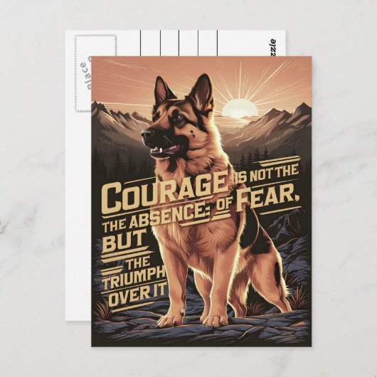 duitse herder moed bij zonsondergang briefkaart (Voorkant / Achterkant)