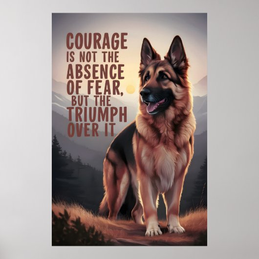duitse herder moed bij zonsondergang poster (Voorkant)