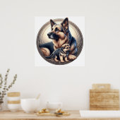 Duitse herder moeder en pup 01X Poster (Keuken)