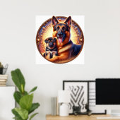Duitse herder moeder en pup 02X Poster (Thuiskantoor)