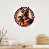 Duitse herder moeder en pup 02X Poster (Keuken)