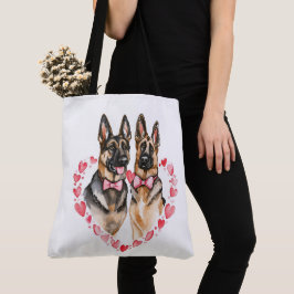 Duitse herder moeder hond ouders liefde Waterverf Tote Bag