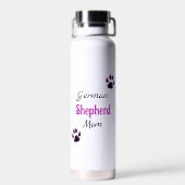 Duitse Herder Moeder Roze en Gele Bloemen Waterfles (Achterkant)