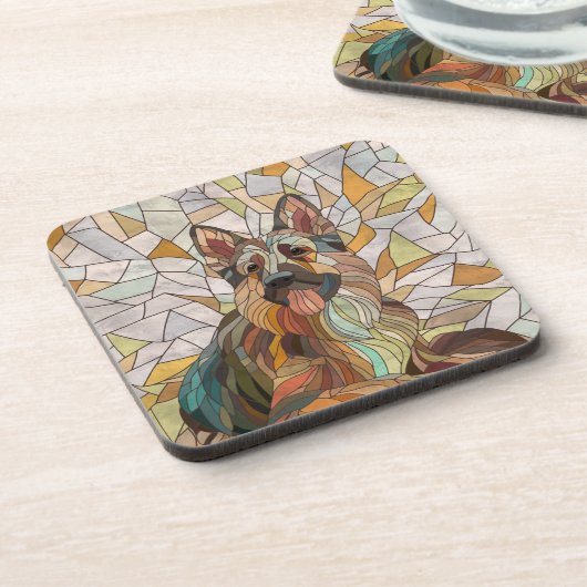 Duitse herder - Mozaïek kunst Bier Onderzetter (Linkerzijde)