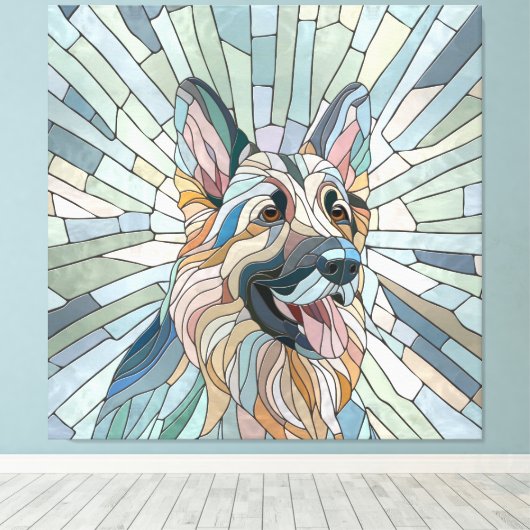 Duitse herder - Mozaïek kunst Canvas Afdruk (Insitu (Houten vloer))
