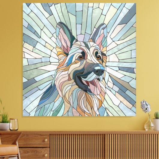 Duitse herder - Mozaïek kunst Canvas Afdruk (Insitu (Woonkamer))