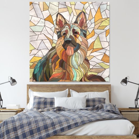 Duitse herder - Mozaïek kunst Canvas Afdruk (Insitu (Slaapkamer))